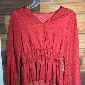 red cinched long sleeve